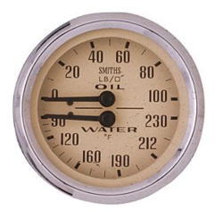 Classic Magnolia Oil Pressure &amp; Water Temperature Dual Gauge- Mechanical